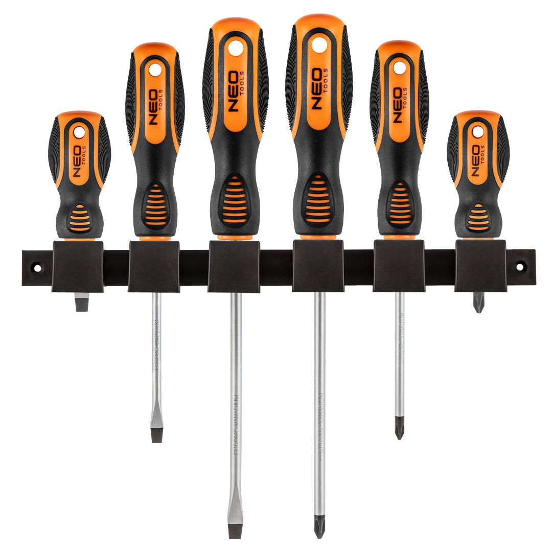 NEO TOOLS Csavarhúzó készlet, fali tartóval, 6db termék fő termékképe