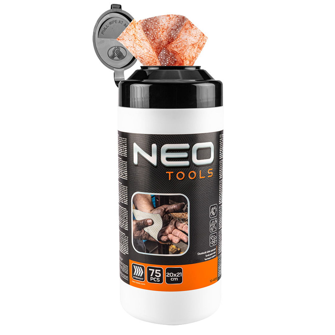 NEO TOOLS Kéz-és felülettisztító csiszolókendő, 75 lap, ragasztó, gyanta, szilikon, lakk, festék, poliuretán hab és polimer termék fő termékképe