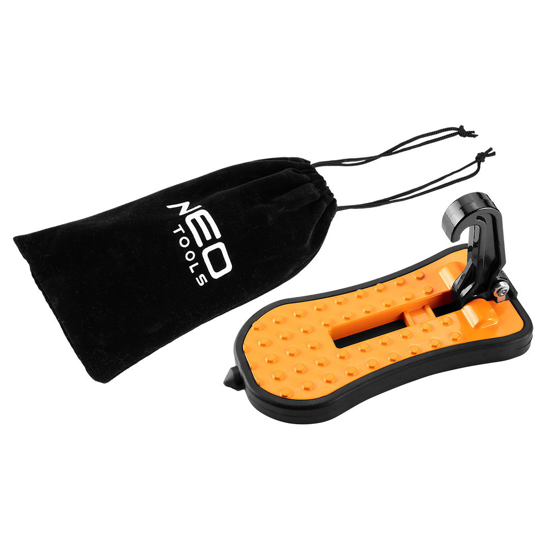 NEO TOOLS Univerzális autólépcső, 3 az 1-ben szerszám lépcső tetőcsomagtartóhoz, üvegtörő, telefontartó termék fő termékképe