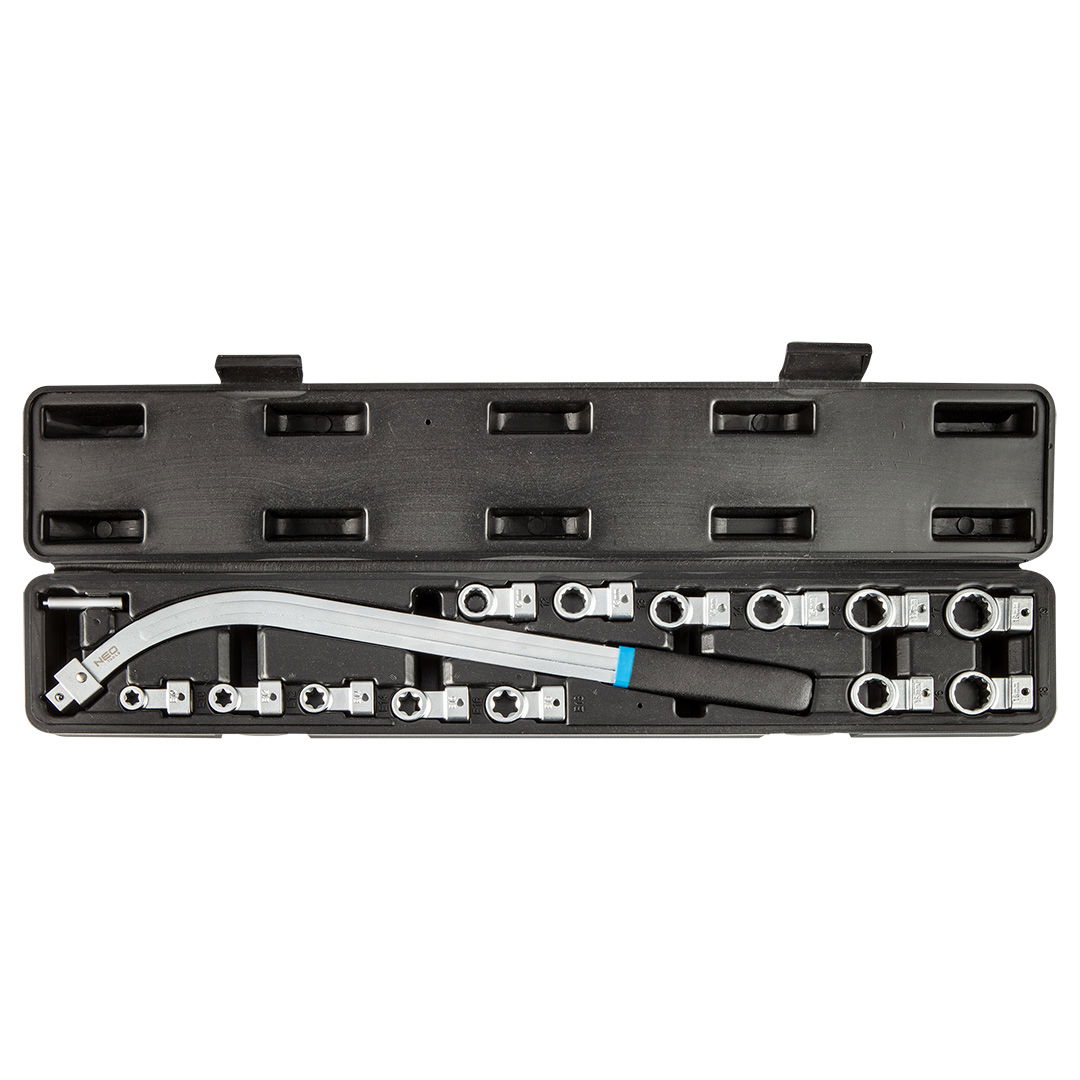 NEO TOOLS Feszítőgörgő kulcs cserélhető fejekkel, 15db termék fő termékképe