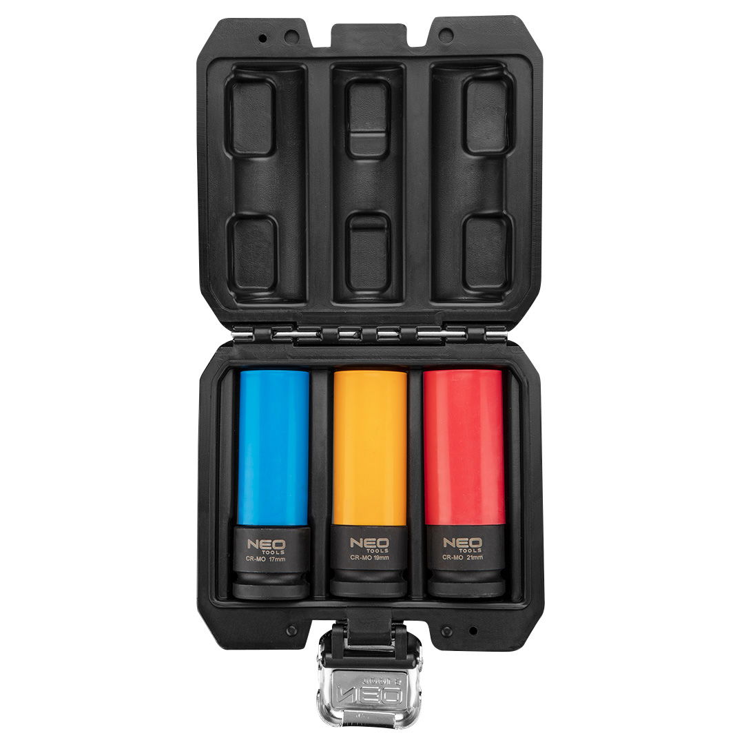 NEO TOOLS Dugókulcskészlet ALUFELNIHEZ, VÉKONYFALÚ, 1/2", 3db (17mm, 19mm, 21mm), Cr-Mo termék fő termékképe