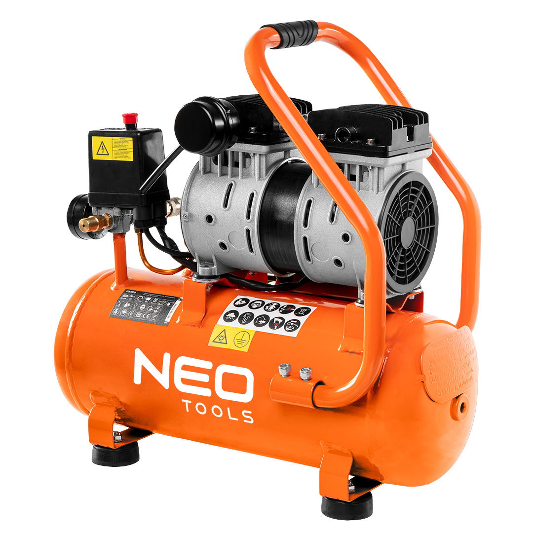 NEO TOOLS Kompresszor, 12L, extra csendes, kefementes motorral, olajmentes, 79(61)dB termék fő termékképe