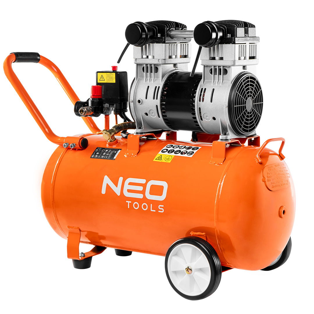 NEO TOOLS Kompresszor, 50L, extra csendes, kefementes motorral, olajmentes, 79(61)dB termék fő termékképe