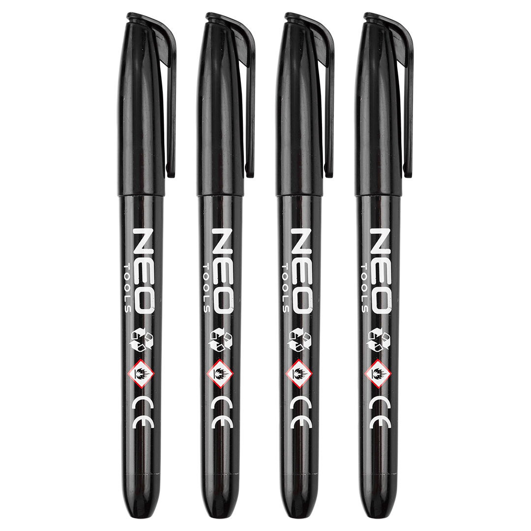 NEO TOOLS 4db jelölőfilc, vízálló olajalapú festékkel, használat előtt felrázandó, fekete, normál hegyű termék fő termékképe