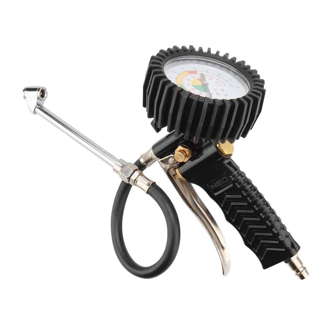 NEO TOOLS Pneumatikus kerékfúvó pisztoly, nyomásmérővel 80mm, dupla teherautó kerekekhez termék fő termékképe