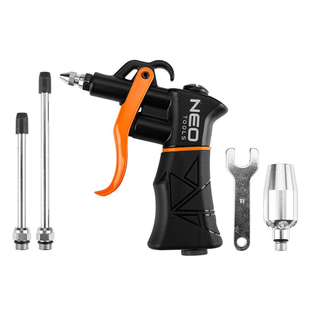 NEO TOOLS Pneumatikus lefúvópisztoly, nagy teljesítményű, cserélhető fejekkel termék fő termékképe