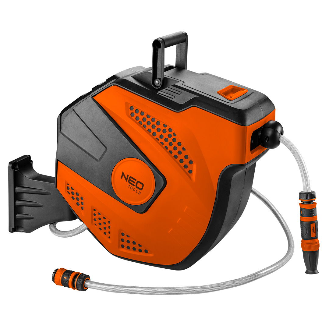 NEO TOOLS Autómata tömlődob, 20 m locsolótömlő + 2 m csatlakozó tömlő, 10 bar, PP ház, PVC tömlő, falra szerelhető termék fő termékképe