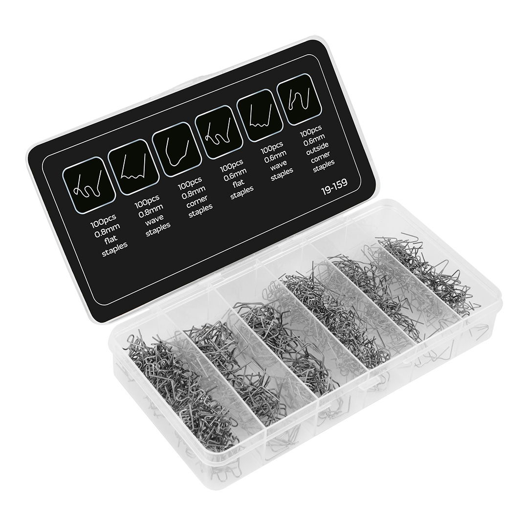 NEO TOOLS Műanyagjavító kapocs készlet 19-158-hoz, fém, 6 tipus 100-100db termék fő termékképe