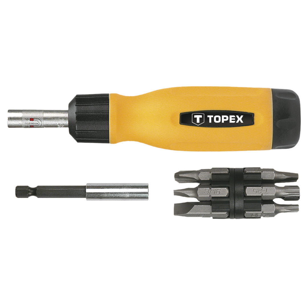 TOPEX Csavarhúzó RACSNIS + 13 BIT, CrV, 1/4" termék fő termékképe