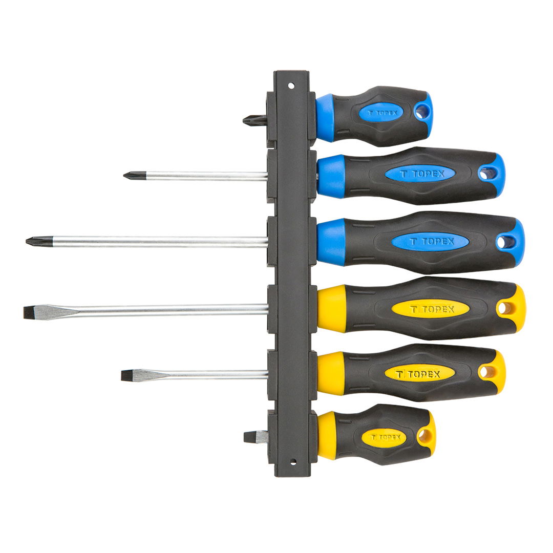 TOPEX Csavarhúzó készlet 6db, fali tartóval termék fő termékképe