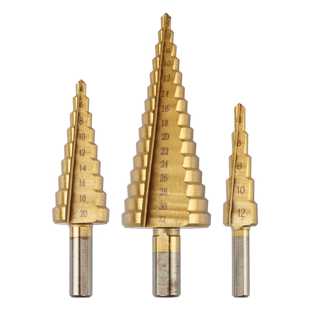 GRAPHITE Lépcsős fúró készlet, 3db-os, HSS-titán, 4-12mm, 4-20mm, 4-32mm termék fő termékképe