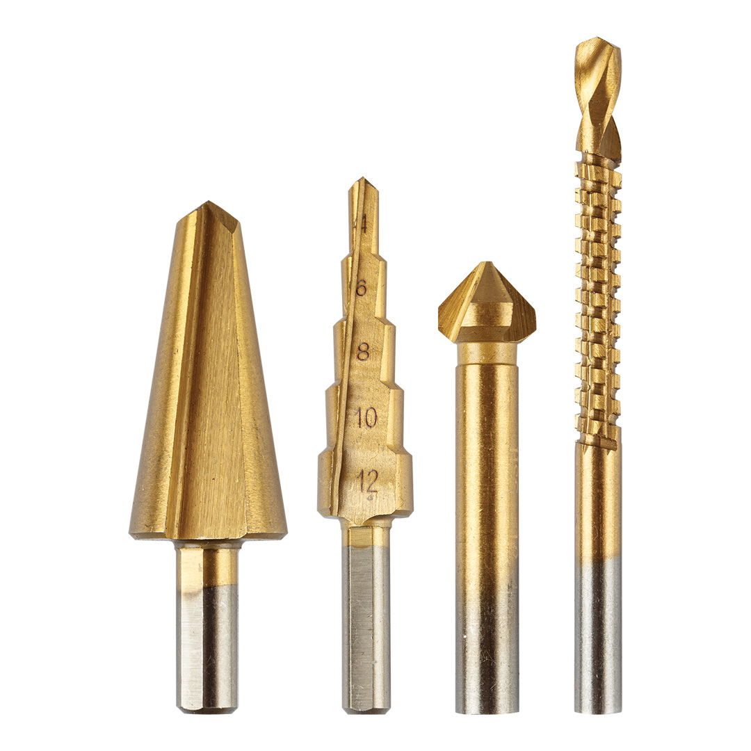 GRAPHITE Speciális fúrókészlet, maró, süllyesztő, lépcsős, kúpos 4db-os, HSS-Titán termék fő termékképe