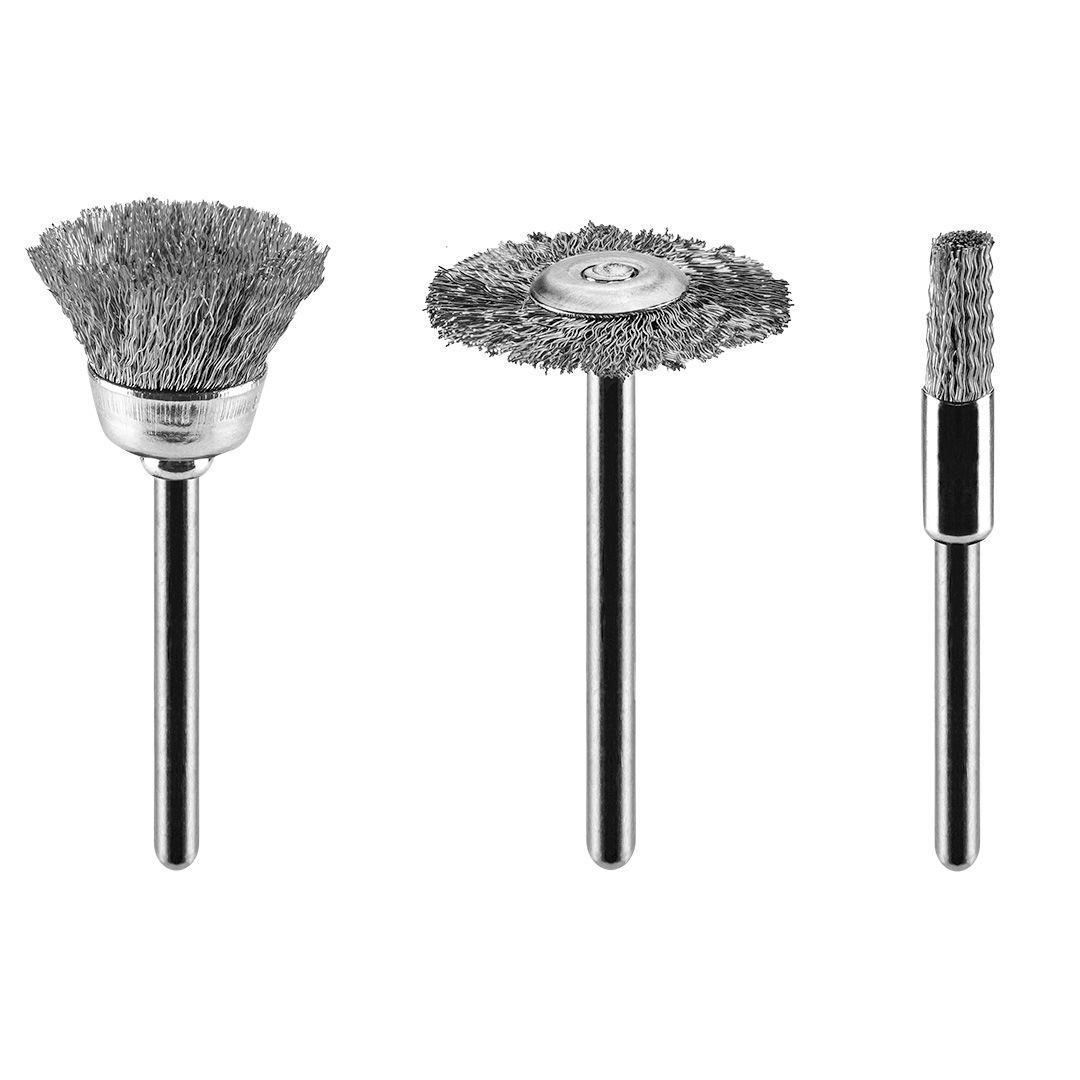 GRAPHITE Csapos kefe készlet 3db, acélsodrony befejezőkefe, pohárkefe, kerékkefe termék fő termékképe