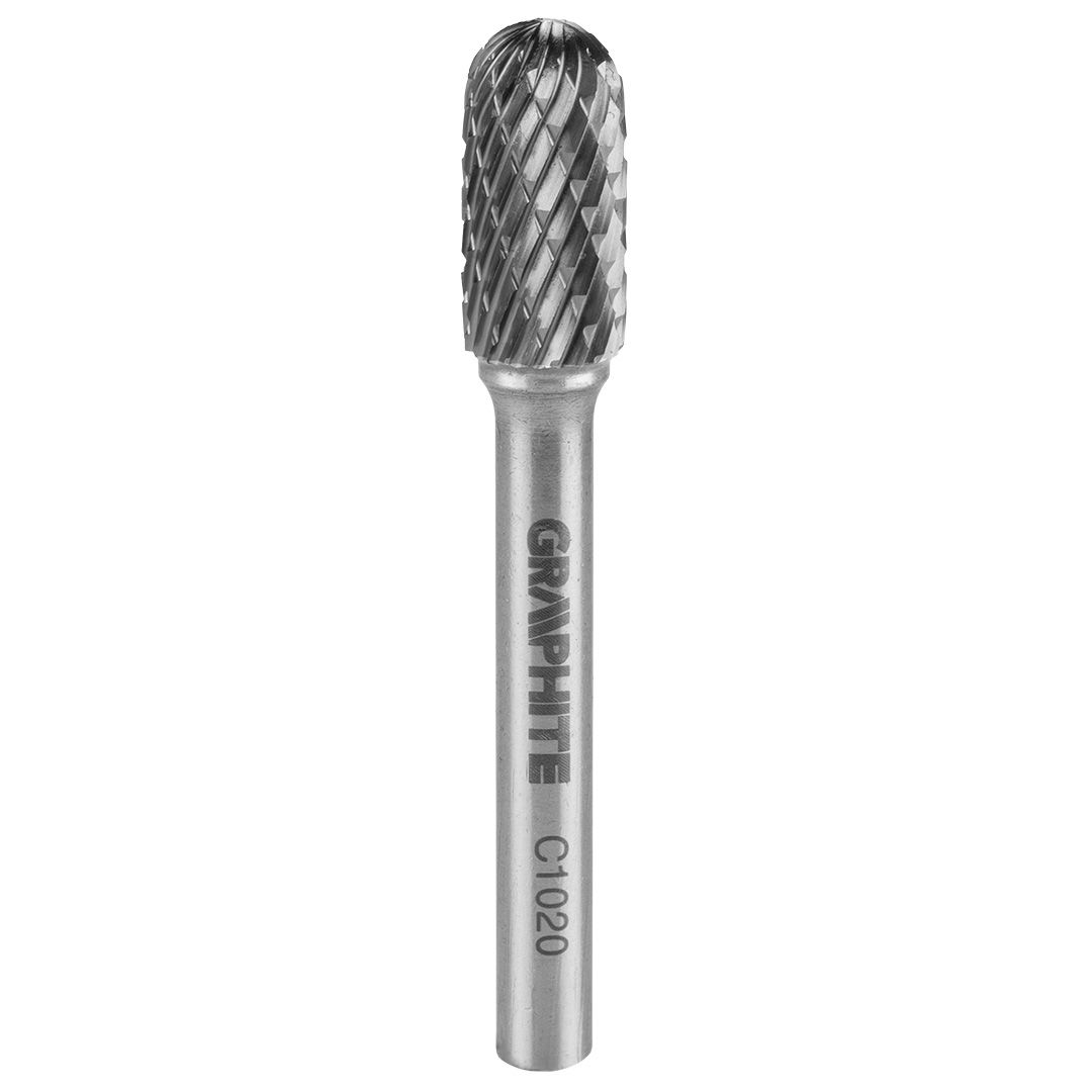 GRAPHITE Keményfém marófej, turbómaró, C, hengeres, élletöréssel, 10x20mm, szár méret: 6x45mm termék fő termékképe
