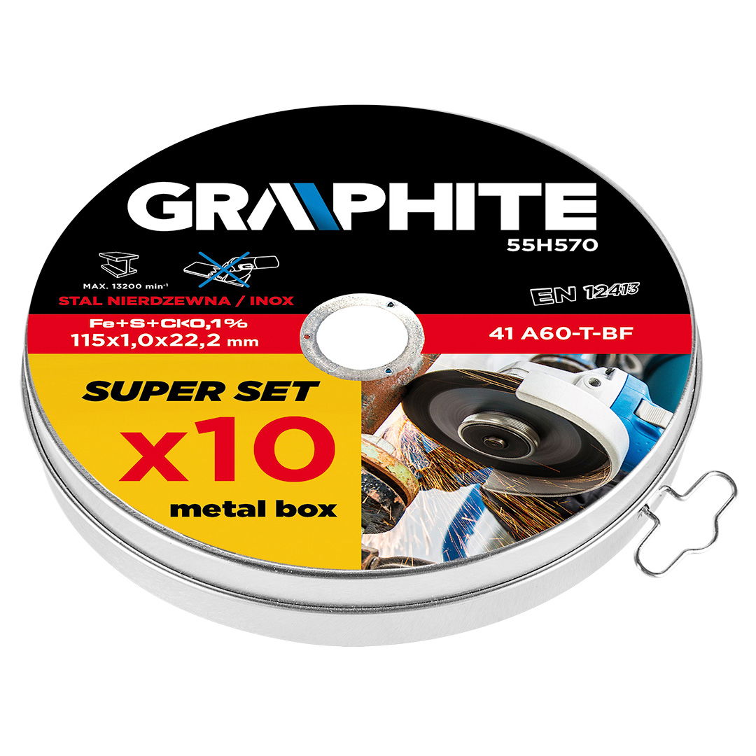 GRAPHITE Vágókorong fémhez 115x1.0x22.2mm, 10db, 41 A60-T-BF, INOX termék fő termékképe