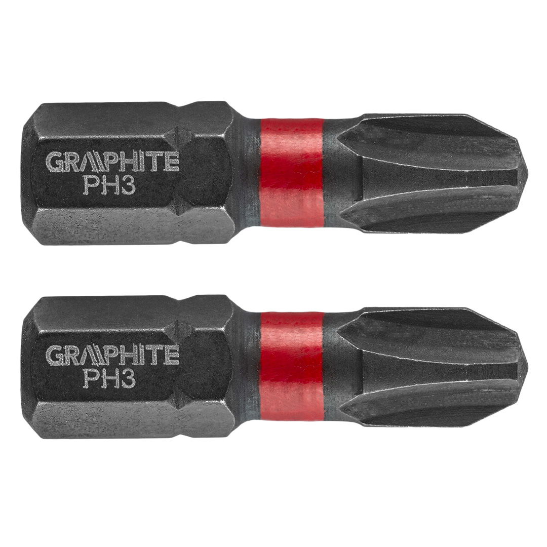 GRAPHITE Torziós ütvecsavarozó bit PH3x25mm, 2db termék fő termékképe