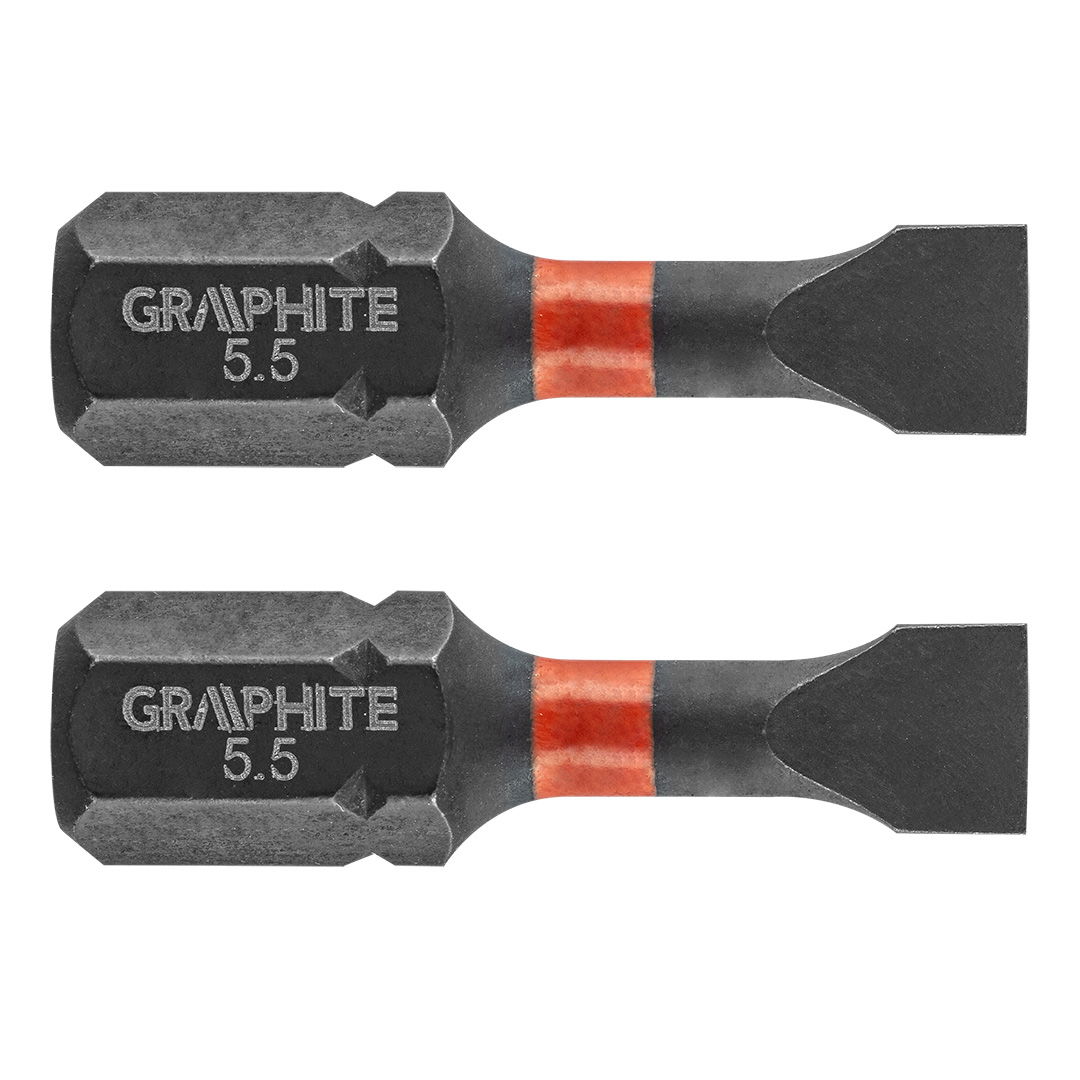 GRAPHITE Torziós ütvecsavarozó bit SL5.5x25mm, 2db termék fő termékképe