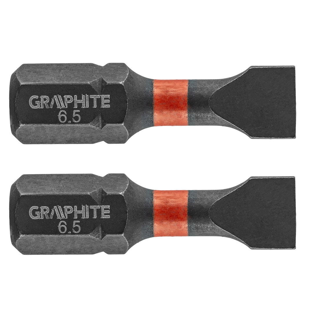 GRAPHITE Torziós ütvecsavarozó bit SL6.5x25mm, 2db termék fő termékképe