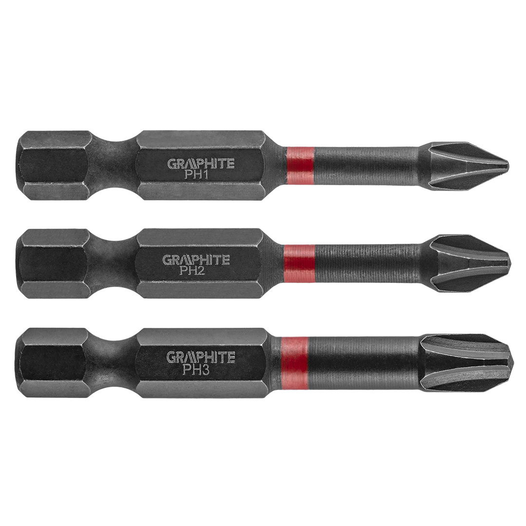 GRAPHITE Torziós ütvecsavarozó bit PH1/2/3x50mm, 3db termék fő termékképe
