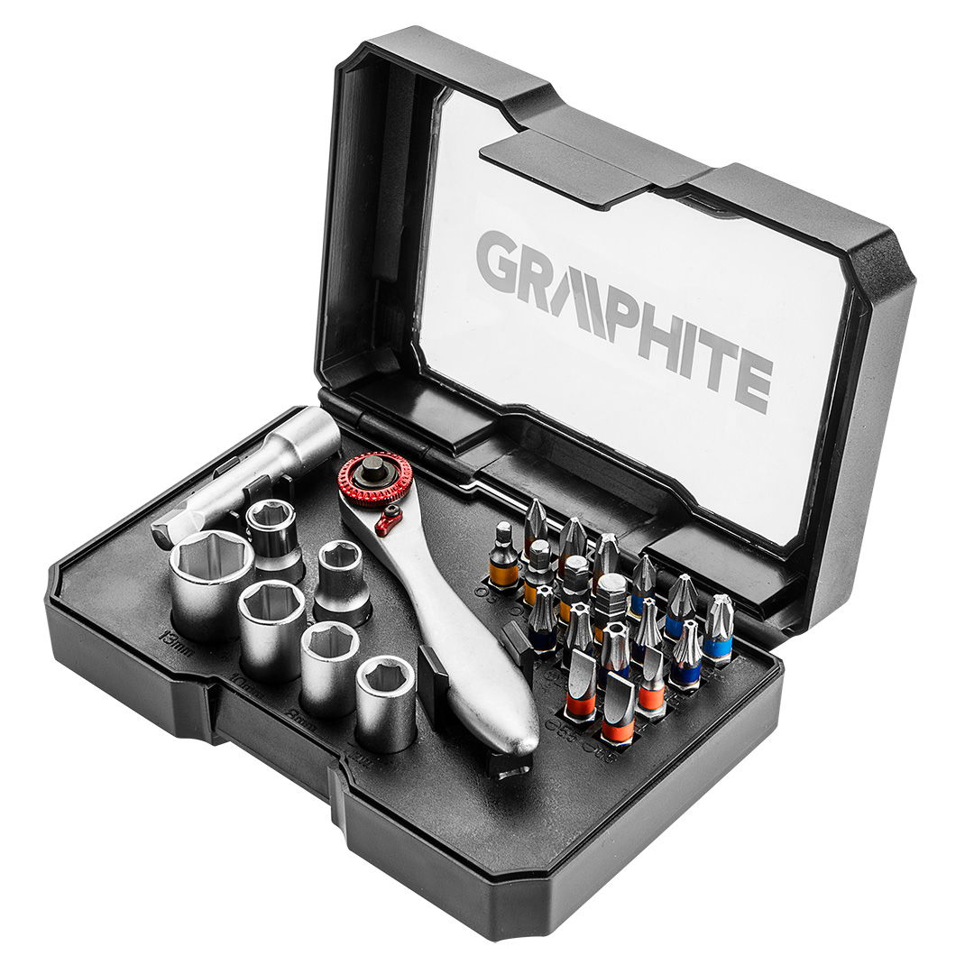 GRAPHITE Dugókulcskészlet + bitkészlet, 26db termék fő termékképe