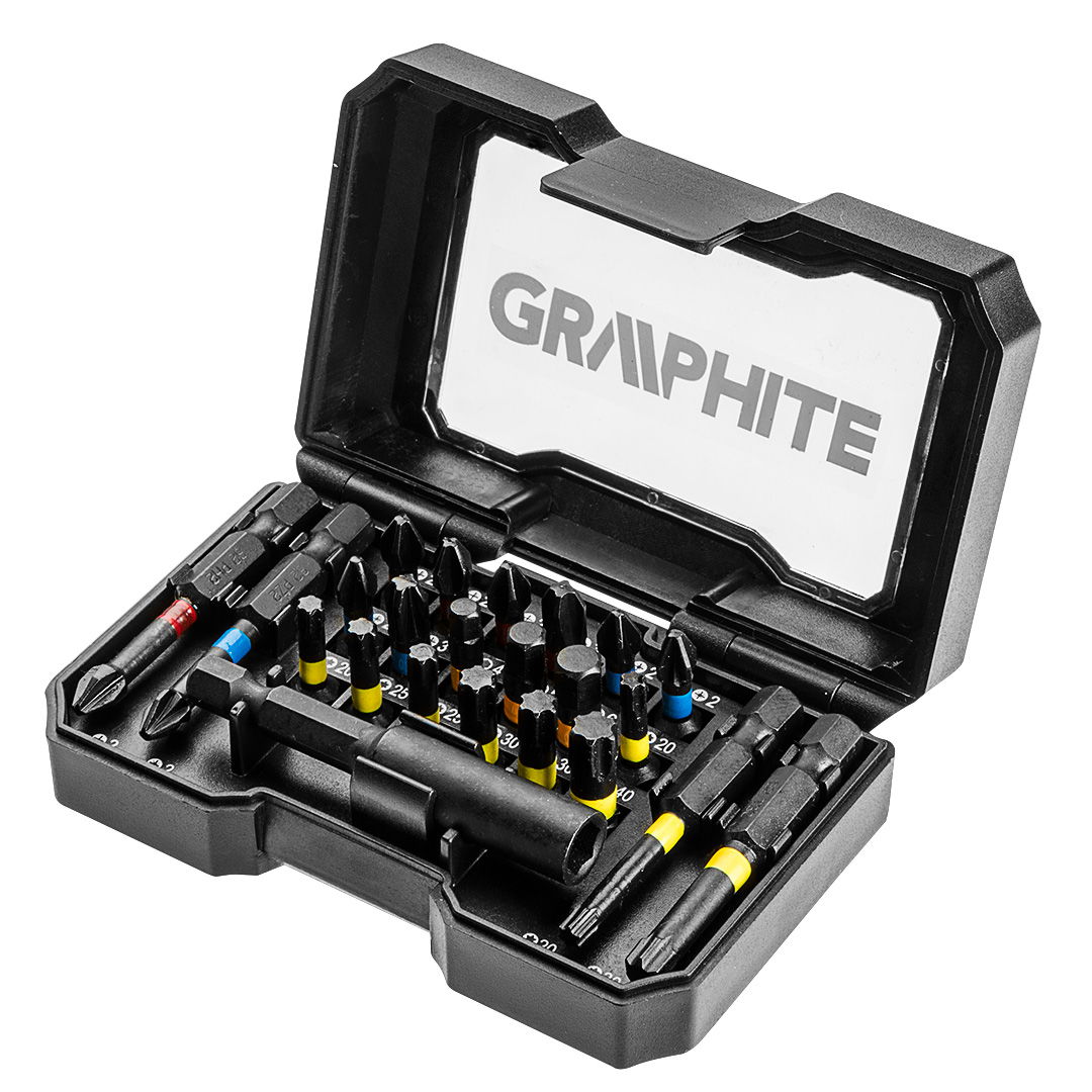 GRAPHITE Csavarhúzó bitkészlet, 23db., bitek 25mm - 18db, bitek 50mm - 4db., mágneses bittartó - 1db termék fő termékképe