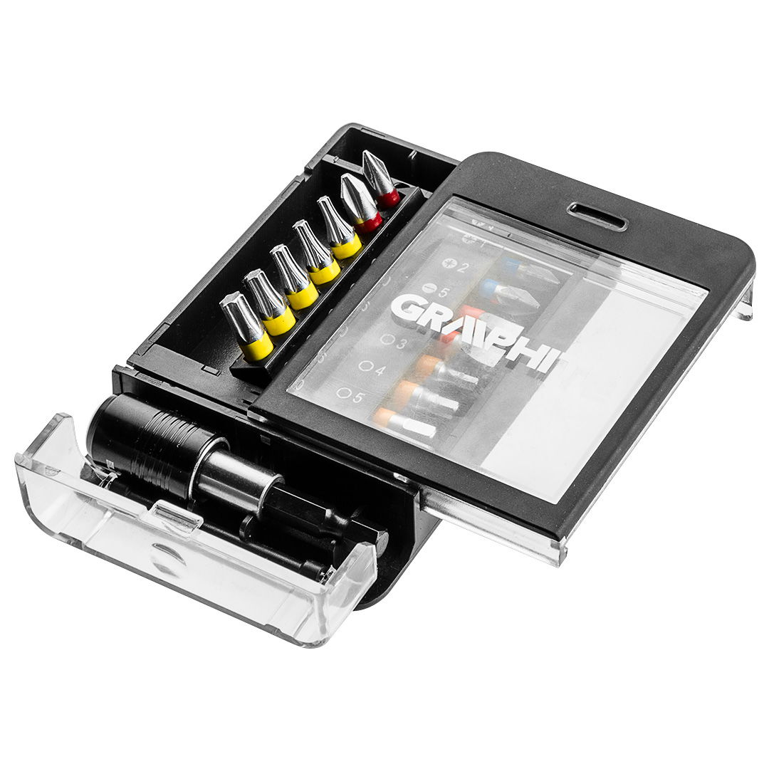 GRAPHITE Csavarhúzó bitkészlet, 15db., bitek 14mm - 8db, mágneses bittartós 1db termék fő termékképe