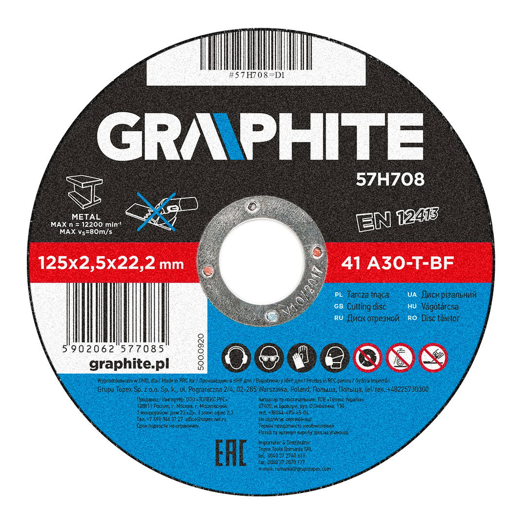 GRAPHITE Vágókorong fémhez 125x2.5x22mm, 41 A30-T-BF termék fő termékképe