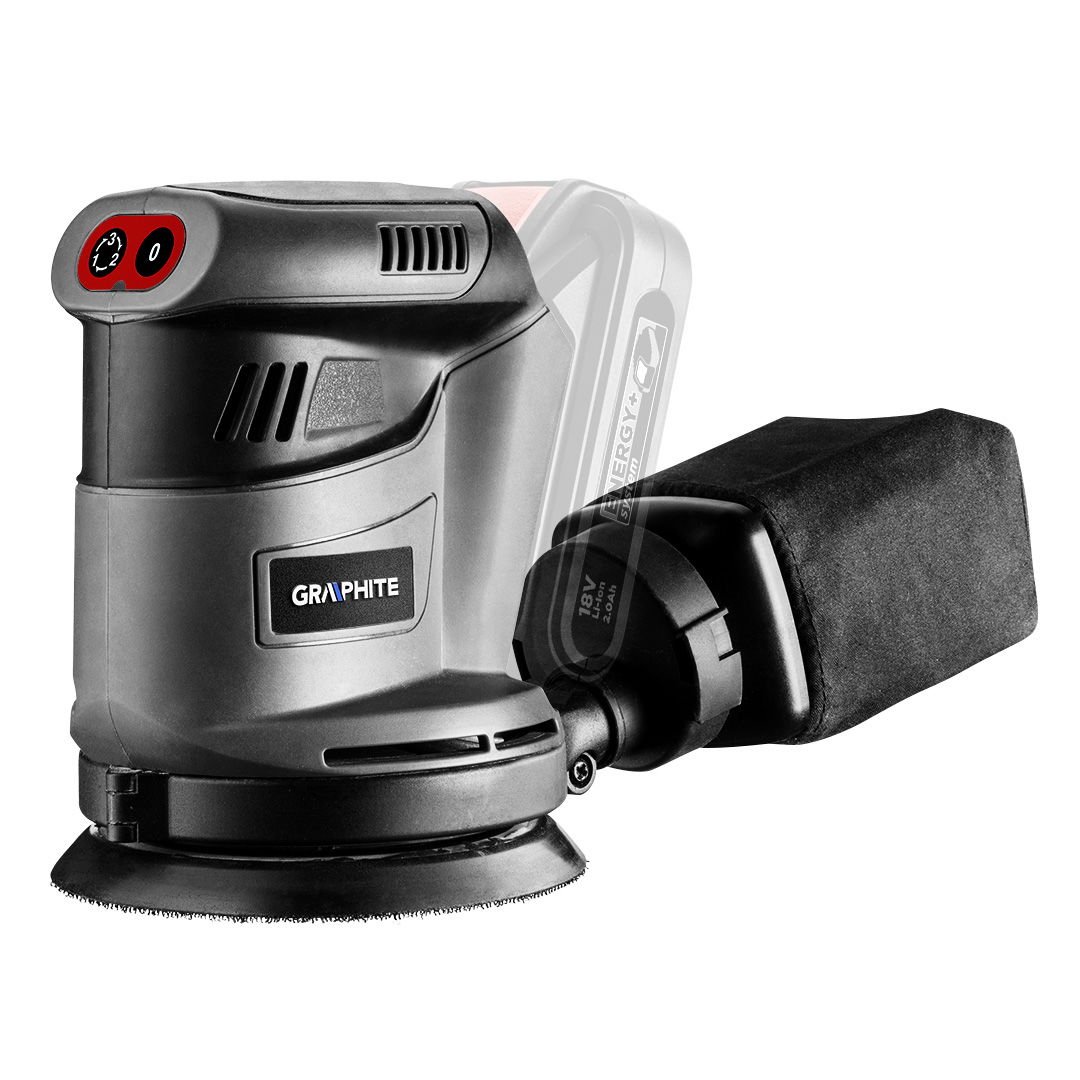 GRAPHITE Akkus excentercsiszoló Energy+, 18V, 125mm, akku nélkül!!! termék fő termékképe