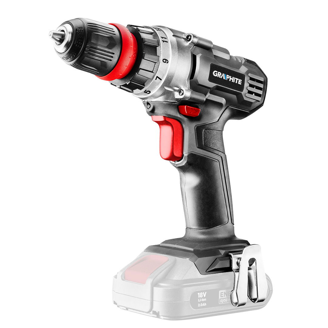 GRAPHITE Akkus fúró csavarozó Energy+ 18V, 10mm gyorstokmány, levehető fúrótokmány, akku nélkül!!! termék fő termékképe