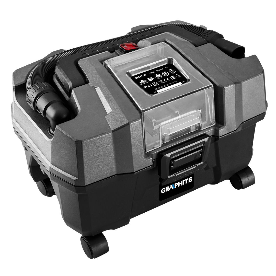 GRAPHITE Akkus száraz/nedves porszívó, Energy+ 18V, 10kPa, 10L porgyűjtő, akku nélkül!!! termék fő termékképe