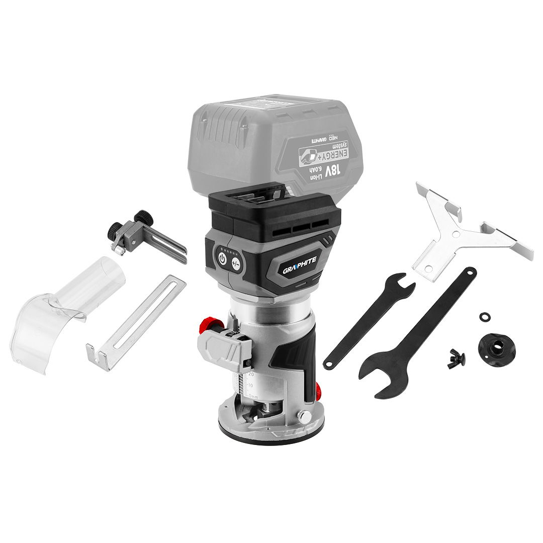 GRAPHITE Akkus szénkefementes élmaró, Energy+, 18V, akku nélkül!!! termék fő termékképe