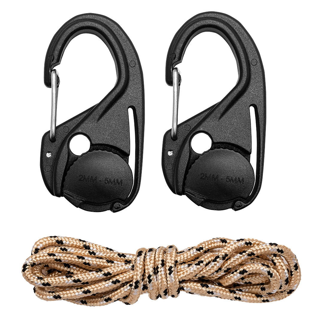 NEO TOOLS Rugós kötélfeszítő karabíner + paracord kötél(3,5mmx1,5m) készlet, 3db termék fő termékképe