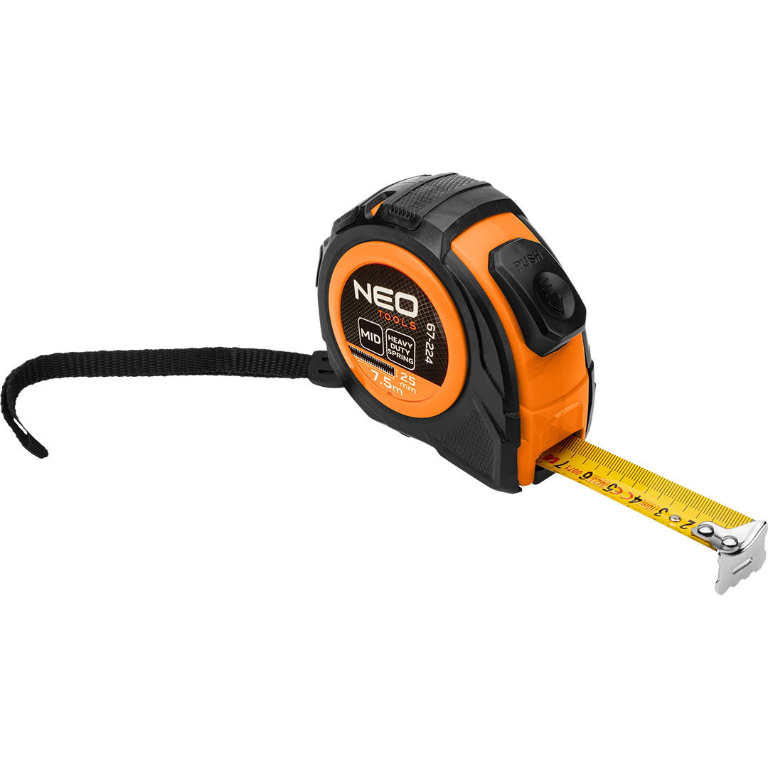 NEO TOOLS Mérőszalag 7,5 m/25 mm, acél, autostop + rögzítő termék fő termékképe