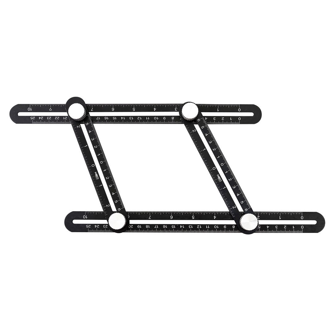 NEO TOOLS Szögmásoló és vonalzó, 4 oldalas, alumínium termék fő termékképe