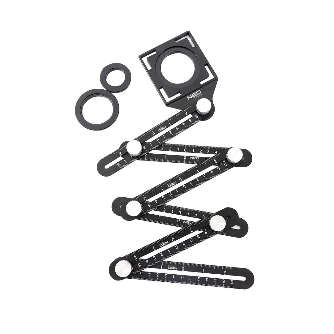 NEO TOOLS Szögmásoló, furatátjelölő és vonalzó, 6 oldalas, alumínium, ABS termék fő termékképe