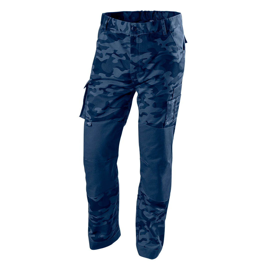 NEO TOOLS Munkanadrág tengerészkék terepmintás, Camo, Navy, 60% pamut + 40% poliészter, XS termék fő termékképe