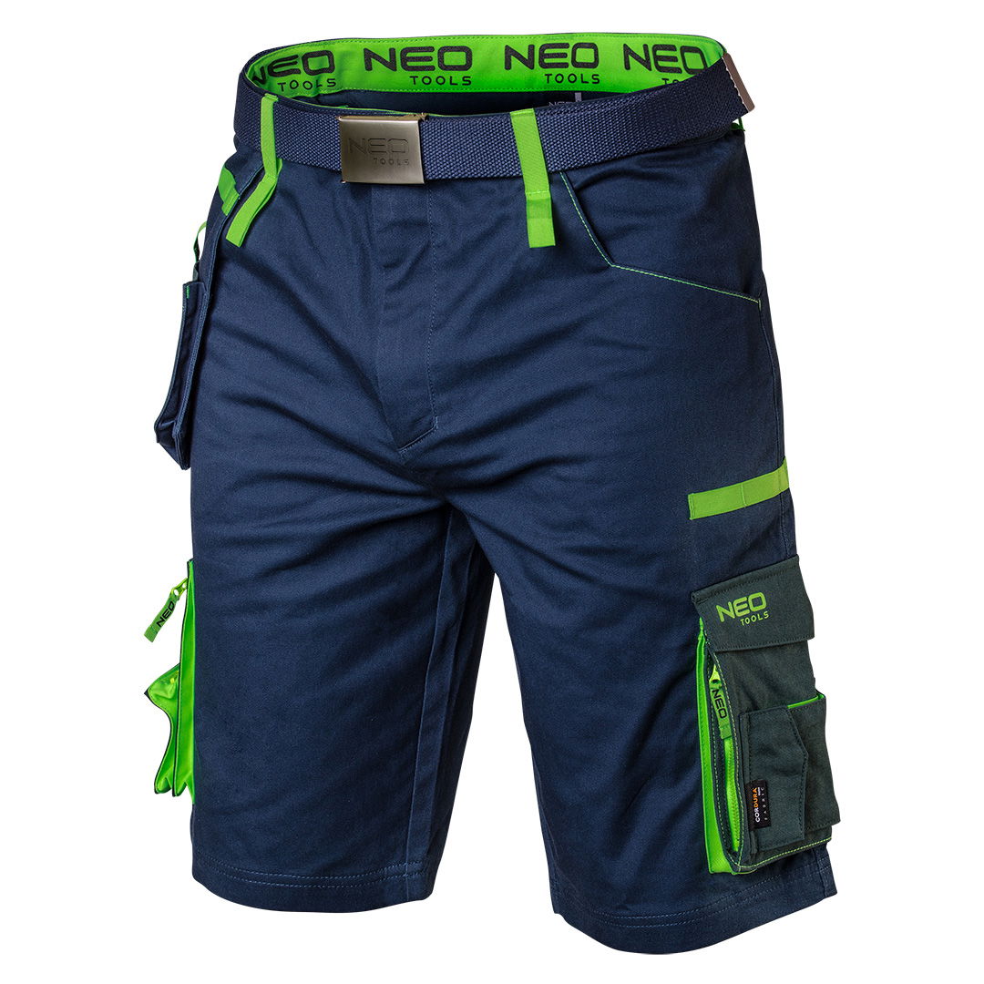 NEO TOOLS Rövid munkásnadrág övvel, PREMIUM, 62% pamut, 35% polyester, 3% elastane, M termék fő termékképe