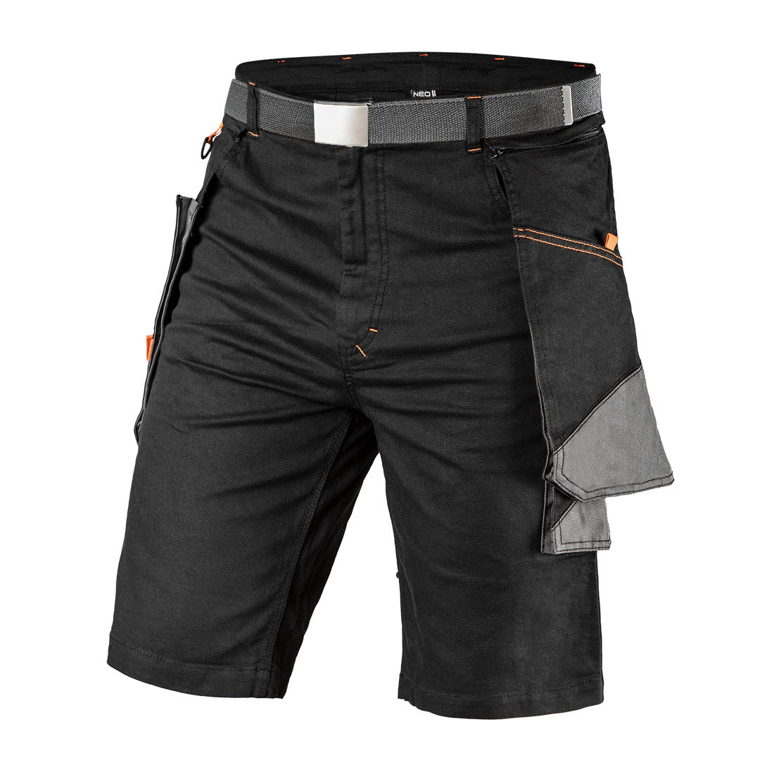 NEO TOOLS Karcsúsított(slim fit) Rövid munkásnadrág, 60% pamut, 37% polyester, 3% elastane, 285 g/m2, övvel, XXXL termék fő termékképe