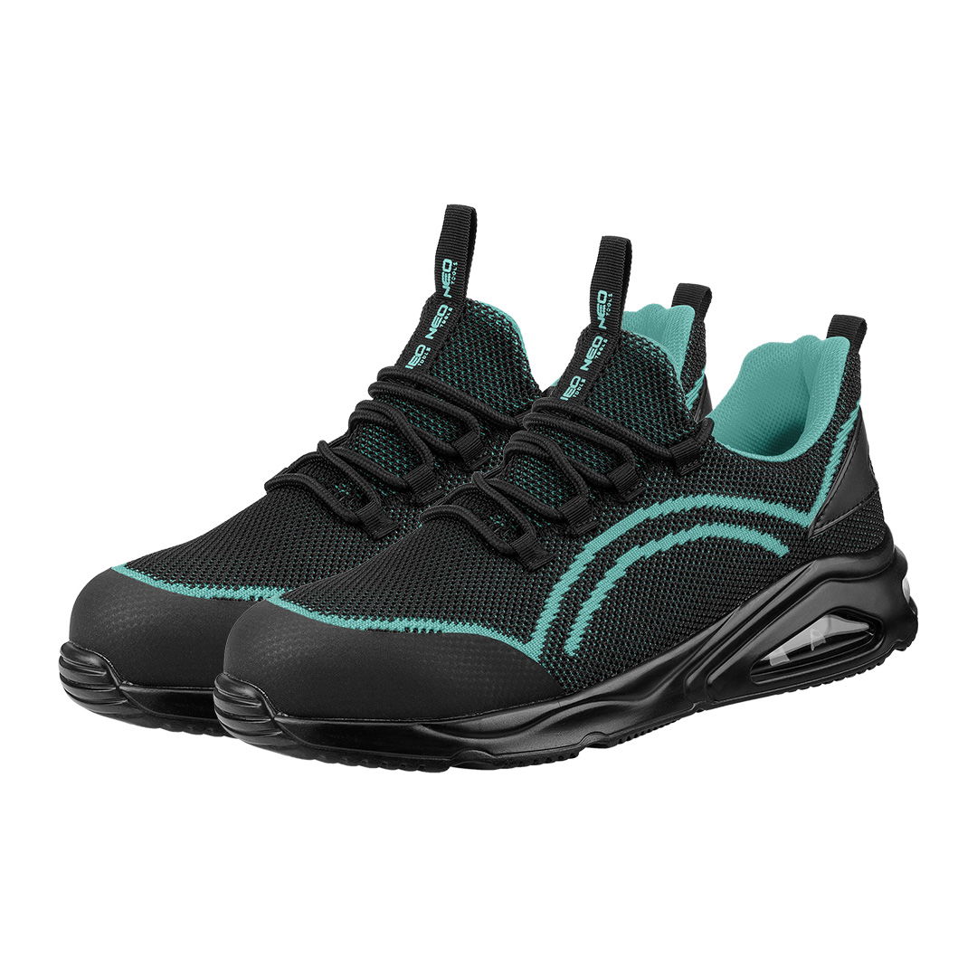 NEO TOOLS Munkavédelmi cipő, O1 SR, fekete-kék, Neo Air, légpárnás, fémmentes, csúszásgátló, antisztatikus talpfelület, 42 termék fő termékképe