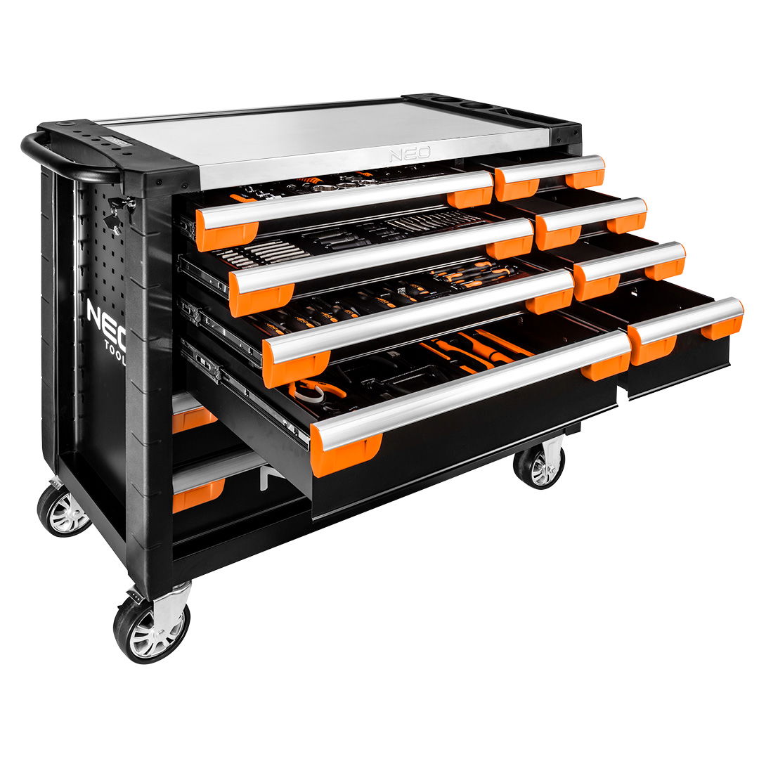 NEO TOOLS Műhelykocsi PRO, 12 fiókos, 229 szerszámmal, szerszámkocsi termék fő termékképe