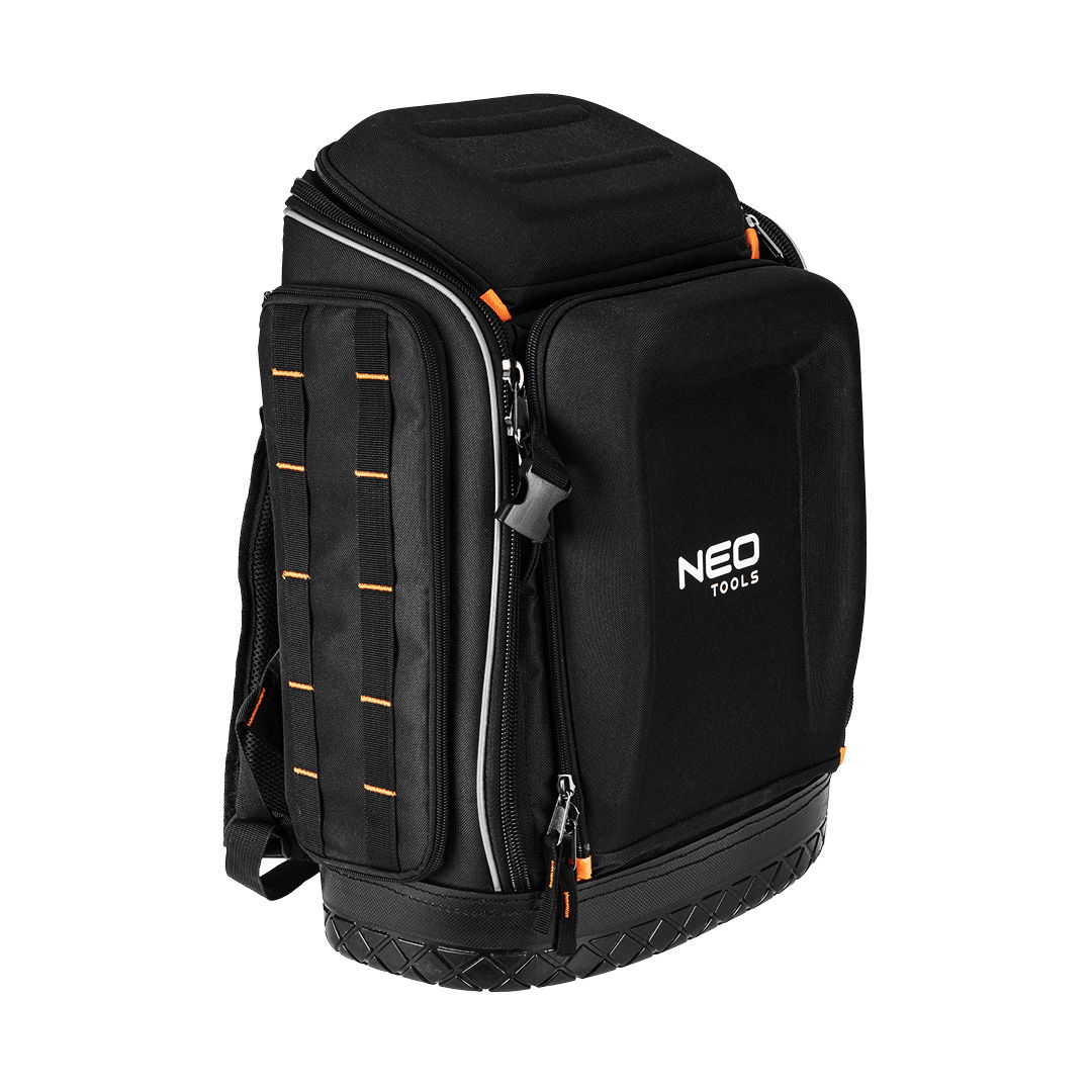 NEO TOOLS Szerszámos hátizsák, fekete, 20l, erősített 600D poliészter, kívül 7 zseb, belül 19 zseb termék fő termékképe