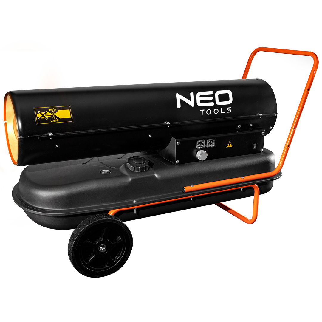 NEO TOOLS Gázolajos hőlégbefúvó, 50kW, 50l, fogyasztás: 4.7l / h, teljesítmény: 1100 m3 / h, kerekekkel termék fő termékképe