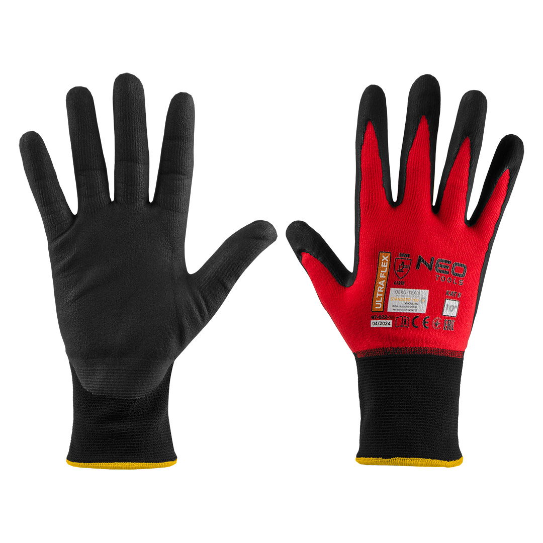 NEO TOOLS Munkakesztyű, Ultraflex, nylon-spandex, polimetilnitril (hab) bevonattal, 4131X, 10 termék fő termékképe