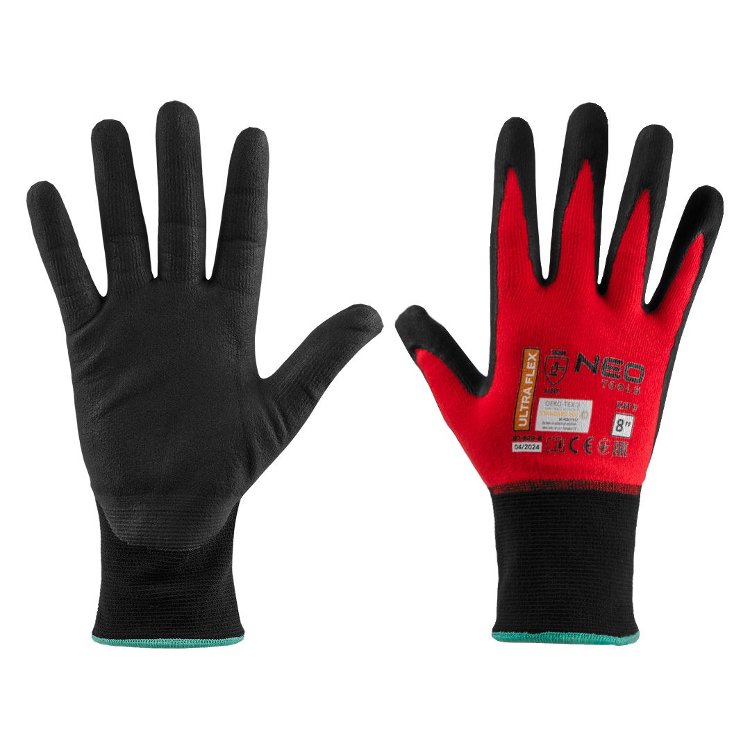 NEO TOOLS Munkakesztyű, Ultraflex, nylon-spandex, polimetilnitril (hab) bevonattal, 4131X, 8 termék fő termékképe