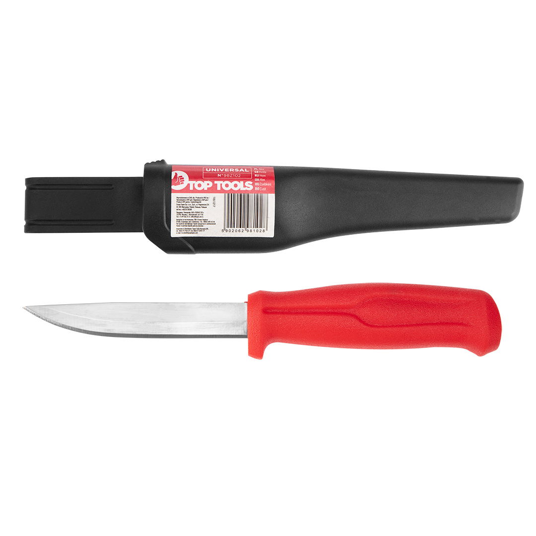 TOPEX Kés, univerzális, 96mm penge, műanyag tokkal termék fő termékképe
