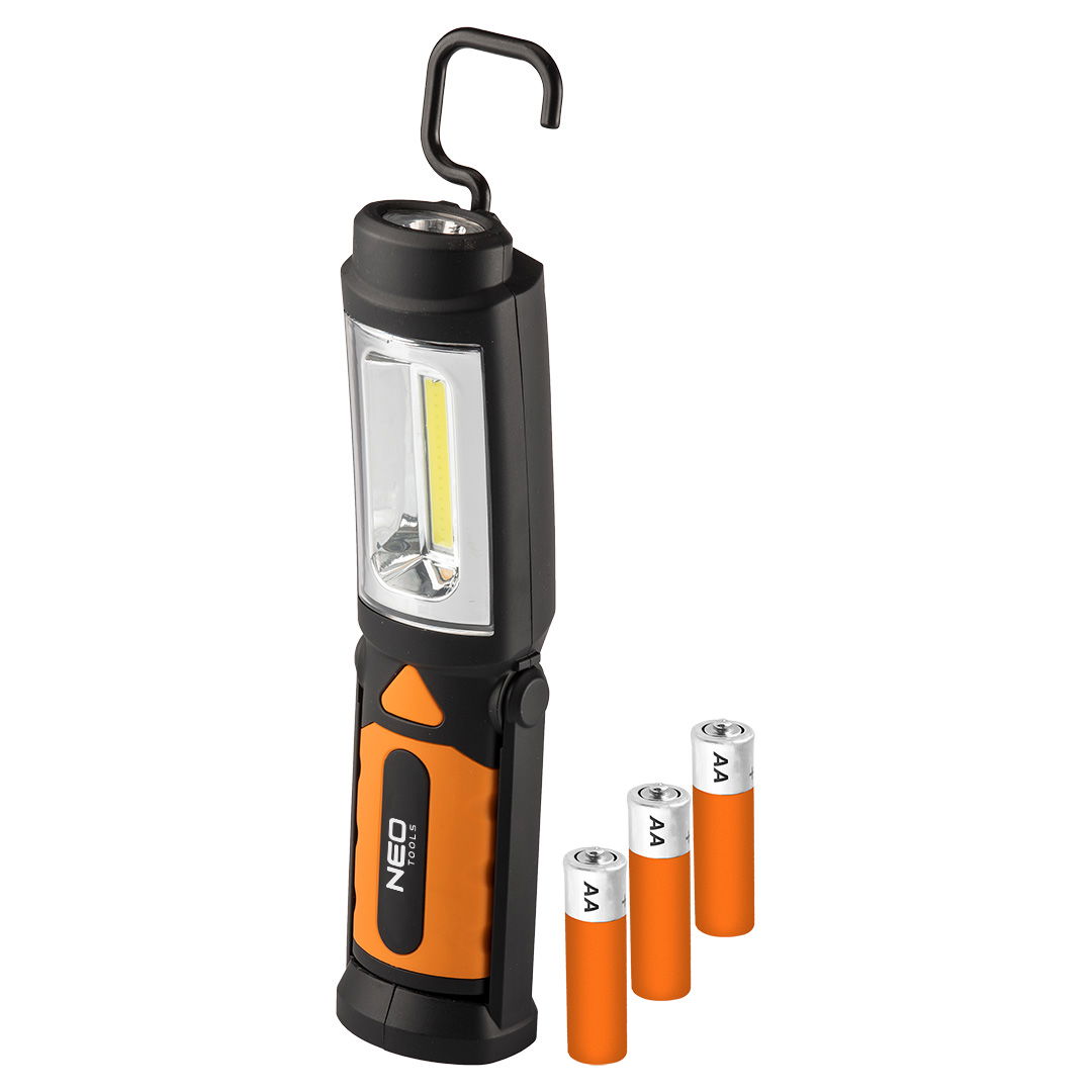 NEO TOOLS Műhelylámpa, elemes 3xAA, 300 lum COB led, 2az1-ben termék fő termékképe