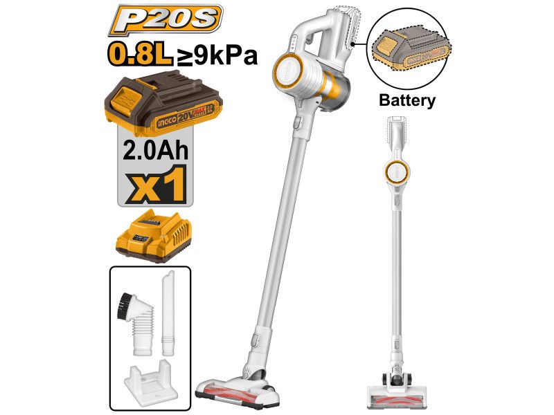 INGCO Akkus porszívó 0,8 l 20 V (1 x 2,0 Ah akku + töltő) termék fő termékképe
